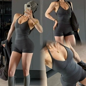 DF系列高弹锦纶挂脖美背紧身瑜伽背心无缝健身内衣运动休闲上衣女
