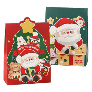 圣诞节礼盒品袋伴手礼糖果饼干雪花酥新款礼物袋手提袋包装空盒子