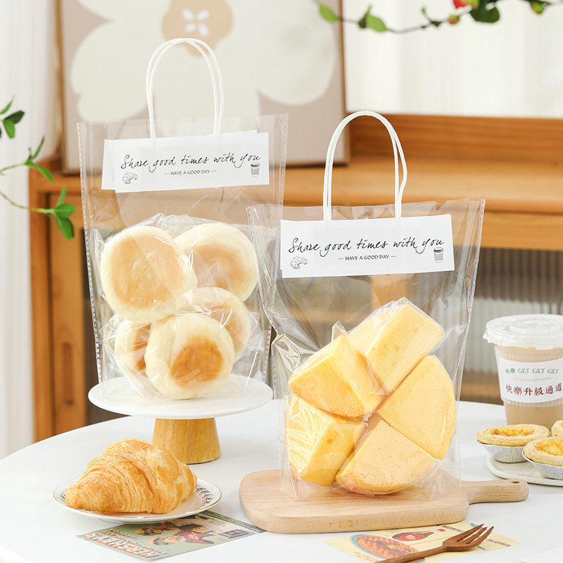 透明手提袋子伴手礼品物pp塑料小大号商用喜糖点心烘焙包装手拎袋