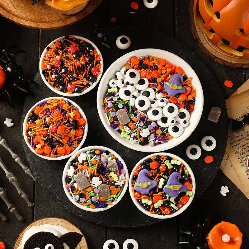 万圣节蛋糕眼睛南瓜装饰糖珠