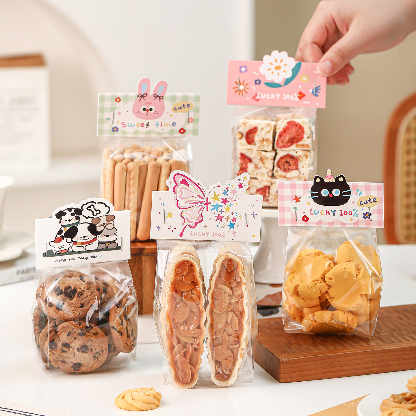 饼干包装袋雪花酥曲奇司康糯米船桃酥卡头页眉透明小袋子烘焙专用