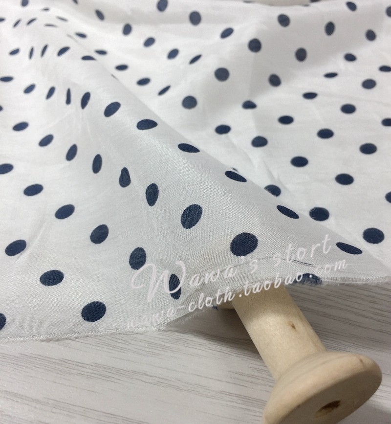 DIY夏季真丝棉白底藏青波点10姆米透明布料衬衫连衣裙面料在类目 居家布艺, 布料/面料/手工diy布料面料中 - 来自Buy2taobao.com提供专业的淘宝代购服务