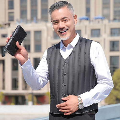 男士爸爸妈妈贴身低领羽绒服马甲