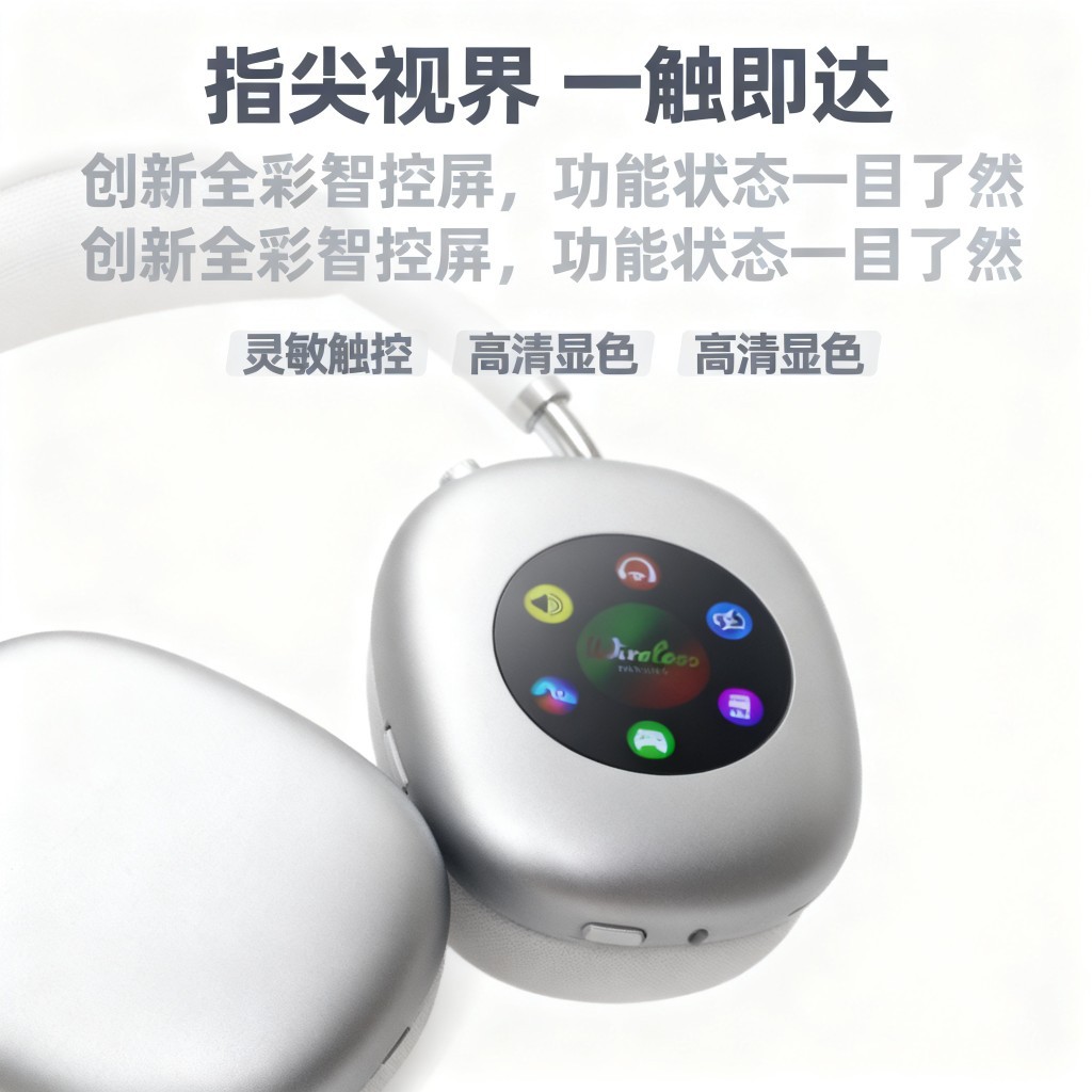 跨境新款RGB数显屏幕头戴式蓝牙耳机复古潮流无线耳麦可插卡工厂