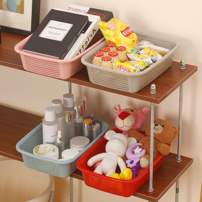 桌面塑料财务票据收纳筐长方形厨房杂物A4文件整理化妆品置物篮子