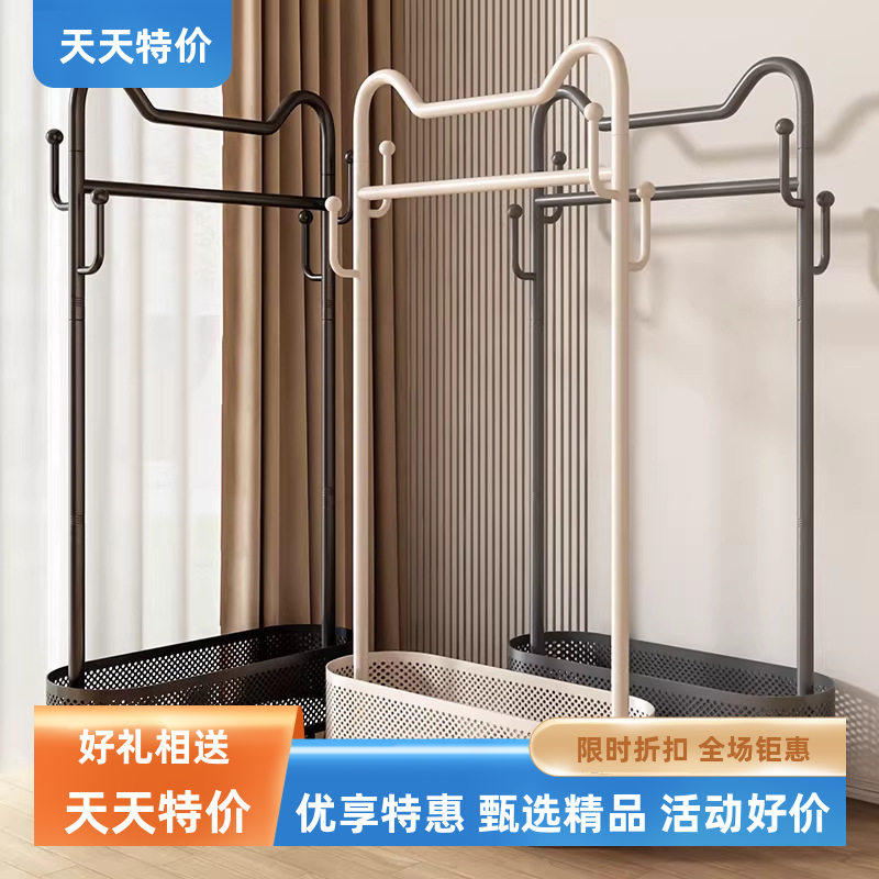 服装简约现代极简风落地衣帽架加粗加厚猫耳万向轮多功能室内挂衣