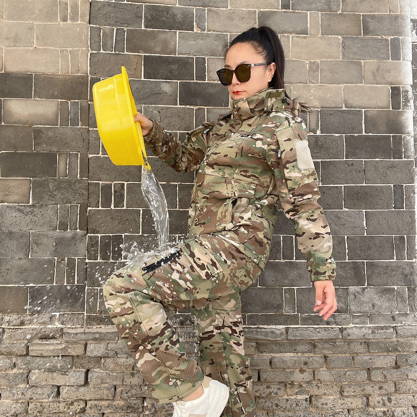 秋冬加绒迷彩服男户外防风防泼水