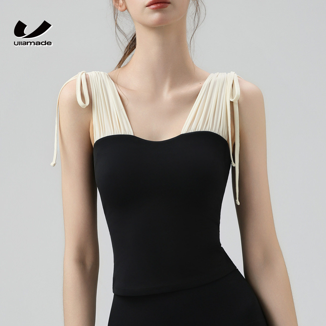 瑜伽服网纱拼接瑜伽背心女夏修身显瘦普拉提训练健身背心运动上衣