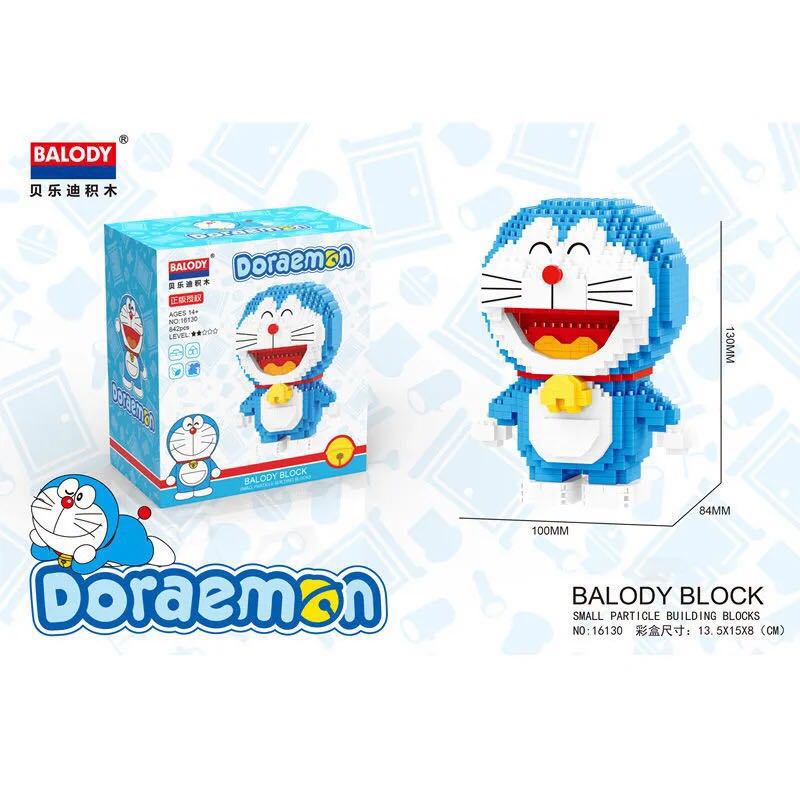 哆啦A梦蓝胖子积木礼物女孩玩具