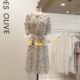 OLIVE田园小碎花泡泡袖 韩国OLIVE DES 皮筋腰荷叶花边雪纺连衣裙