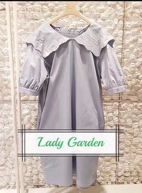 夏新款韩国G-CUT短袖娃娃领翻领复古风舒适连衣裙72203-3760