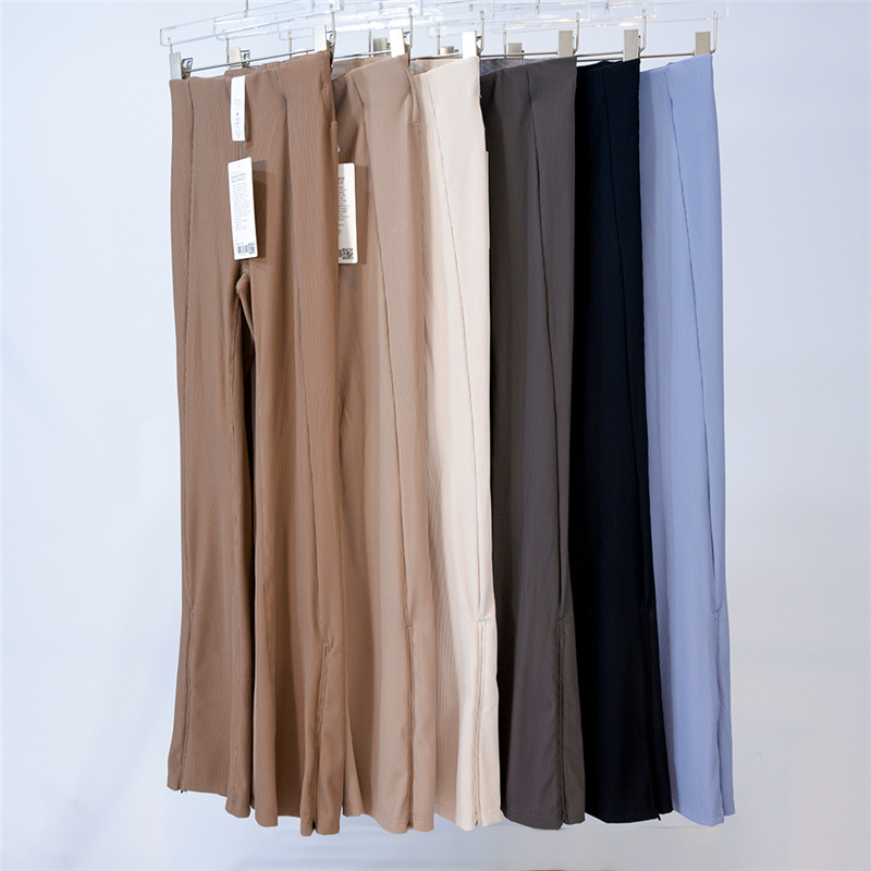 罗纹喇叭裤跑步运动长裤