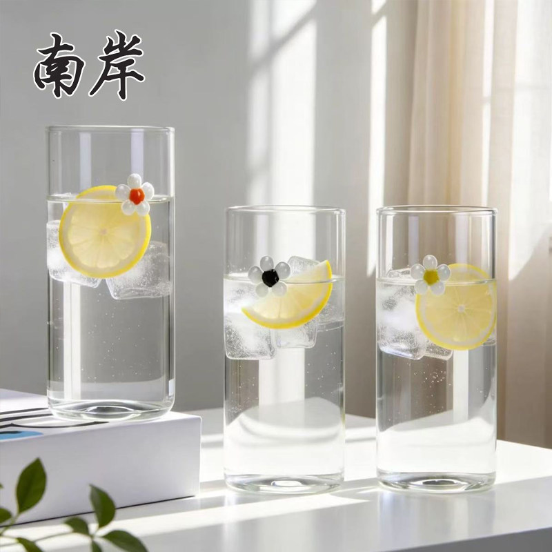 食品级耐高温玻璃杯高级小雏菊水玻璃杯