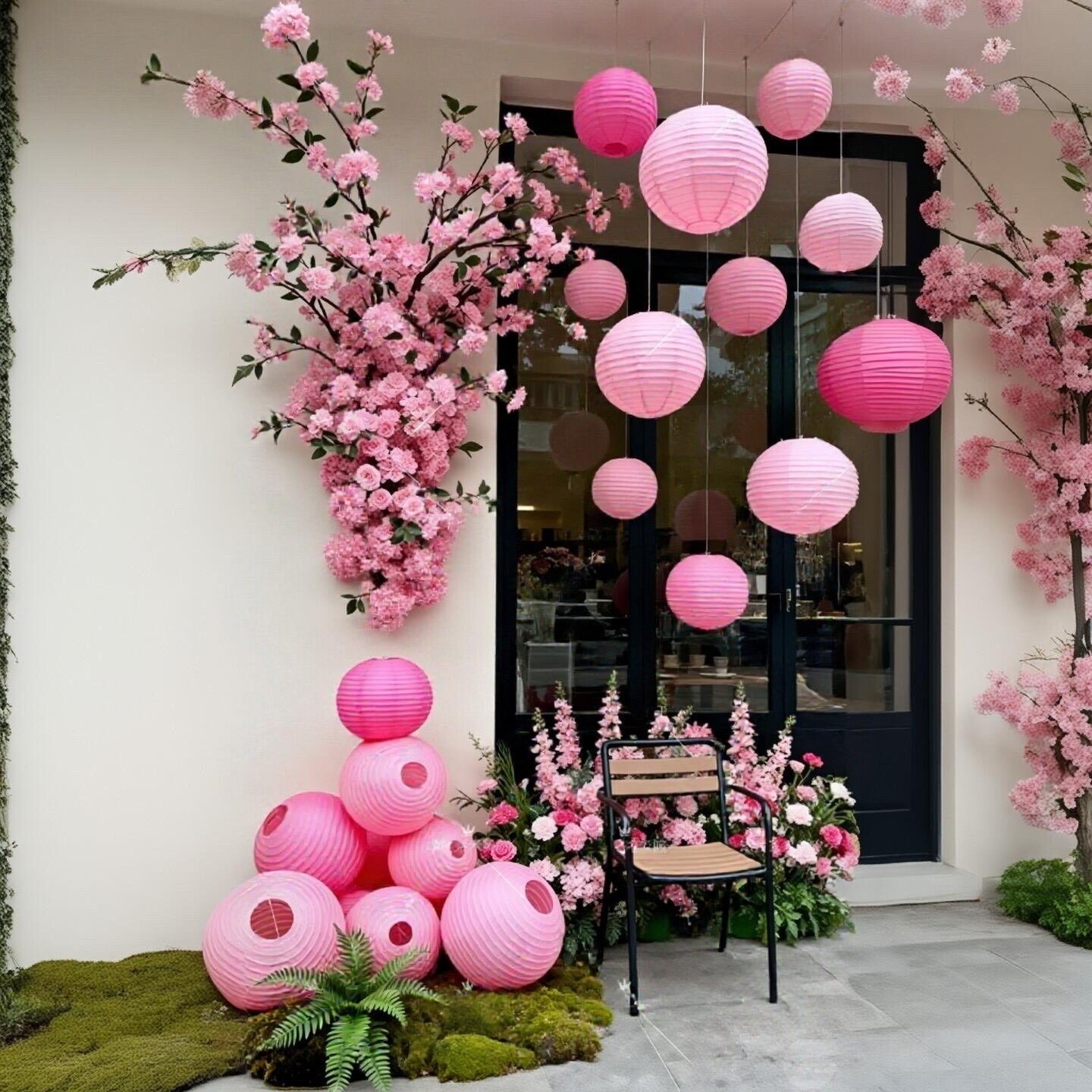 2.14情人节粉色纸灯笼仿真花氛围装饰套装酒店门店布置拍照打卡,节庆用品/礼品,装扮布置套餐,淘宝优惠券,粉丝福利购,淘宝优惠卷