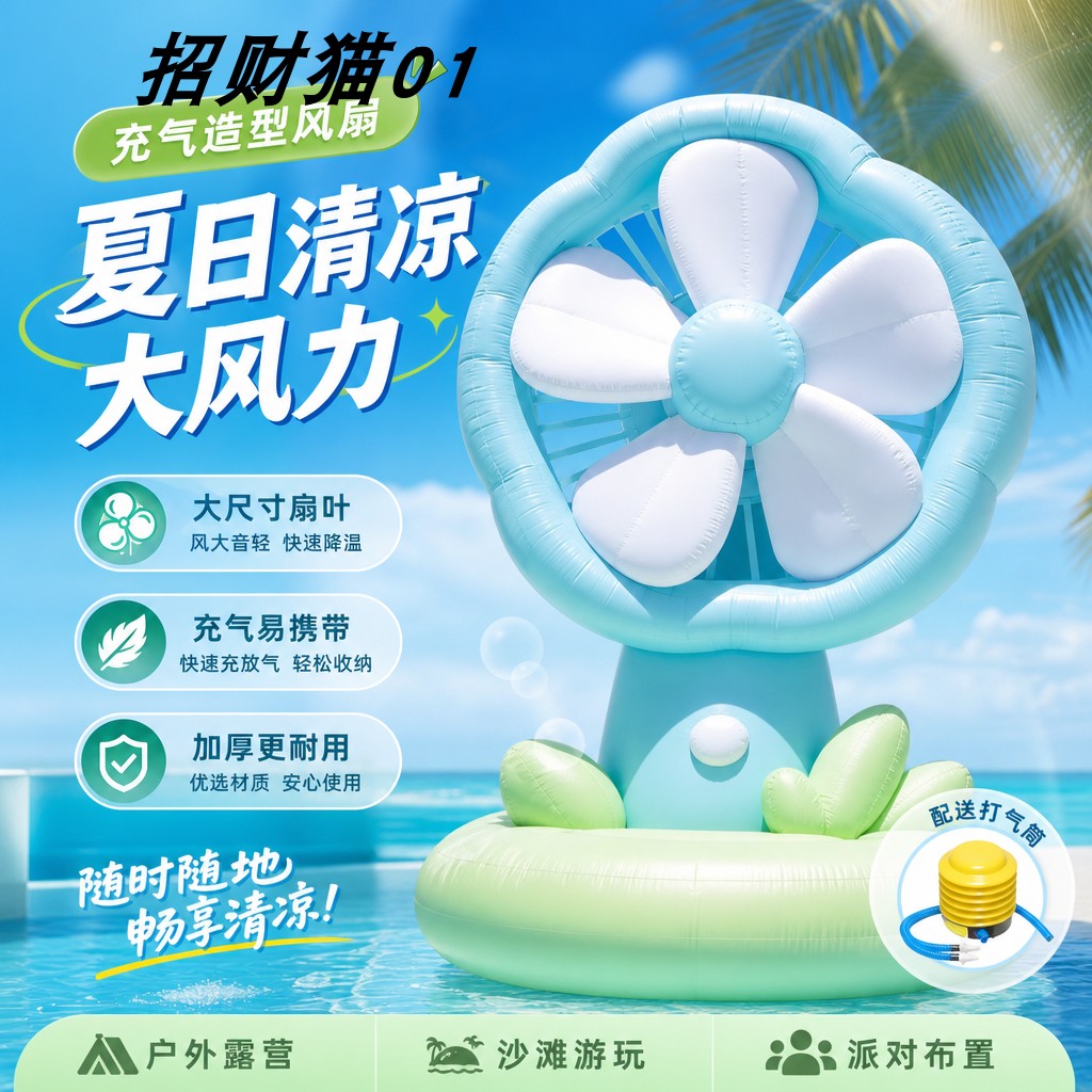 充气夏日创意风扇清凉主题定制气模商场景区户外活动策划宣传美陈