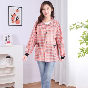 新款正穿长袖棉布短款透气耐磨厨房家用做饭干活耐脏工作服罩衣女