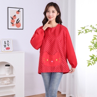 薄款短款围裙家用厨房防泼水上班工作耐脏剪头理发光滑不粘毛罩衣