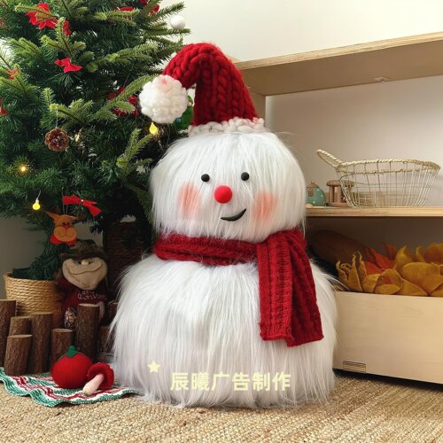 圣诞毛绒雪人手工玩偶吸睛引流