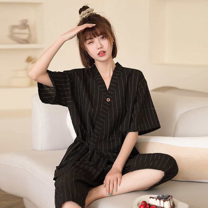 黑色汗蒸服女汗蒸房衣服棉麻浴服图片