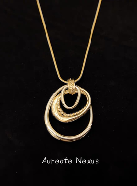 Vintage古着 Aureate Nexus 项链极简复古  小众亚风 几何美学