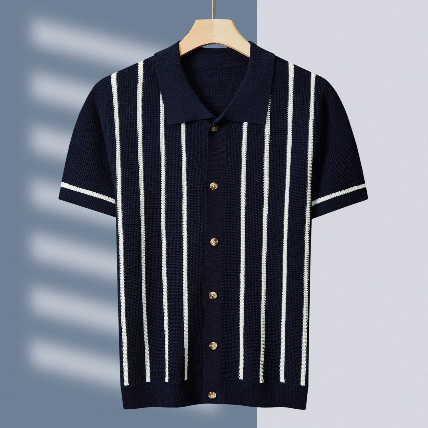厚款撞色POLO衫男2443