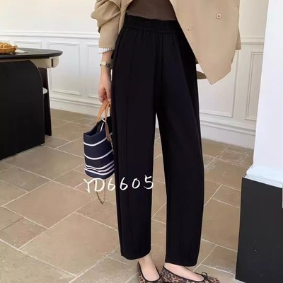 烟蒂2025黑色九分哈伦裤女宽松胖mm显瘦八分休闲秋季萝卜裤6605