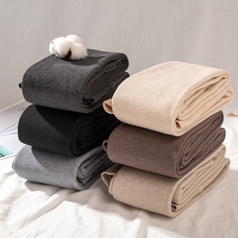 打底裤女外穿秋冬季加绒加厚竖条纹螺纹修身大码显瘦高腰踩脚秋裤