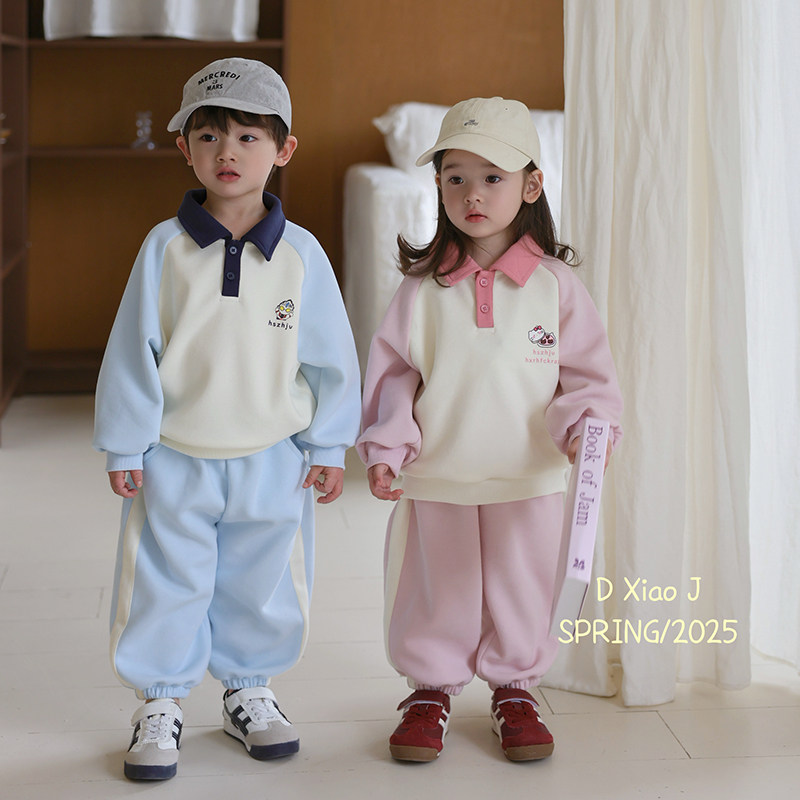 大小卷儿童休闲运动套装春装2025新款春秋卡通男女童洋气两件套