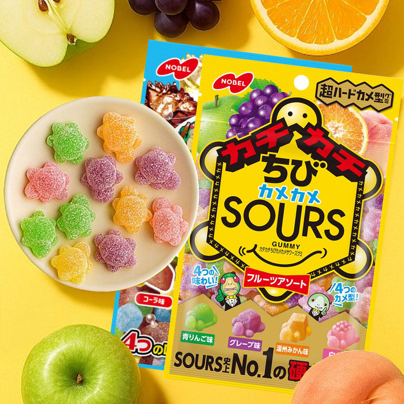 日本进口诺贝尔Nobel糖果什锦汽水味乌龟形水果味软糖