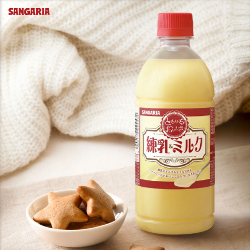 日本原装进口三佳利Sangaria饮料炼乳牛奶味瓶装500ml
