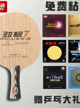DHS红双喜劲极7底板专业级七层纯木PG9乒乓球碳素diy定制球拍套餐