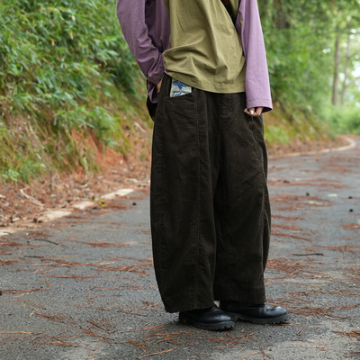 慢慢变蓝原创 荼 秋冬文艺复古灯芯绒休闲裤子 阔腿裤