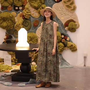 花语秘境斑驳感真丝小众无袖 慢慢变蓝原创 背心裙法式 高级感复古