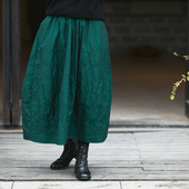 百搭半身裙 春秋经典 光泽感纯棉 双色织棉花苞裙 慢慢变蓝原创