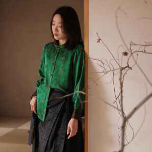 春夏花萝香云纱复古优雅小翻领百搭衬衫 寻春系列之 遇芳菲