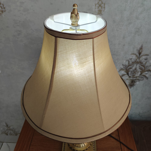 美式顶部卡其黄色布艺灯罩圆形台灯落地灯配件卧室书房床头灯客厅