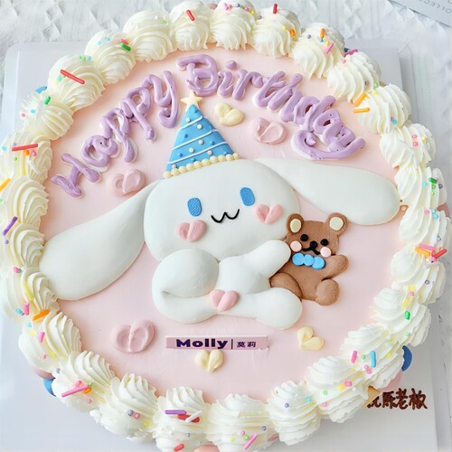 玉桂狗蛋糕装饰摆件软胶软陶卡通大耳狗女孩生日派对甜品烘焙插件