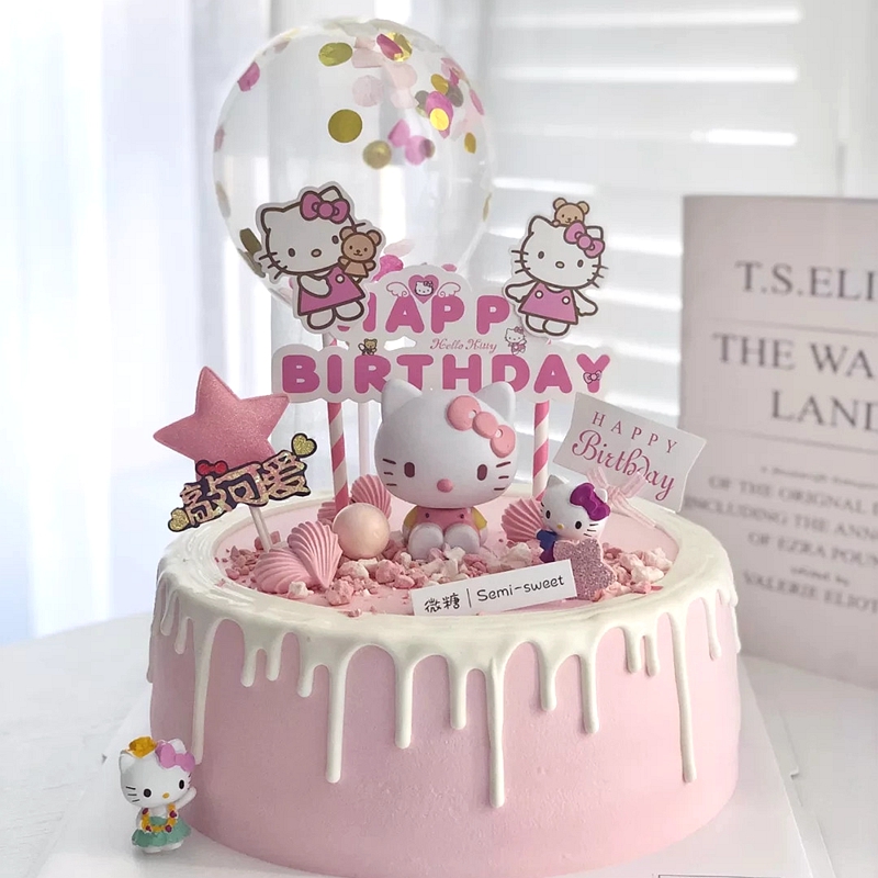 哈喽kt凯蒂猫儿童生日蛋糕装饰