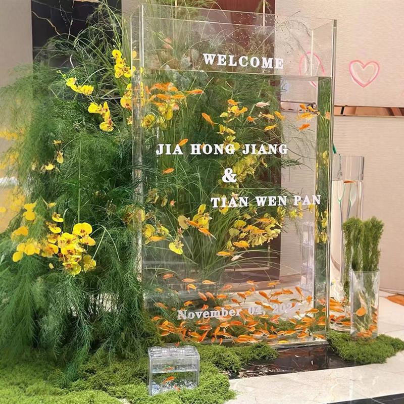 户外婚礼摆件鱼缸亚克力引导水牌拍照缸网红鱼缸水槽迎宾婚庆用品