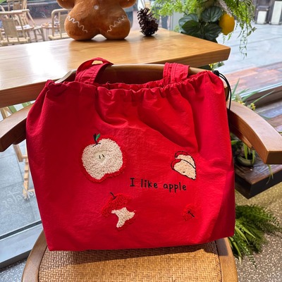 韩版ins慵懒风红色托特包单肩包