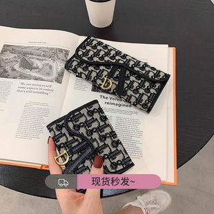 ins小众设计帆布钱包卡包女士短款 女皮夹 复古多卡位百搭折叠长款