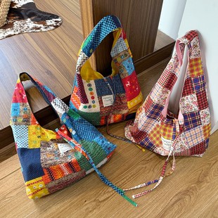 2026春夏新款复古双面背心包波西米亚风情单肩包大容量购物袋托特