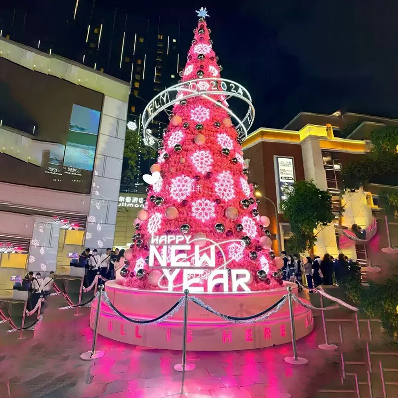 大型铁艺发光圣诞树户外摆件