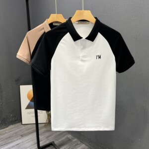 撞色刺绣Polo衫男短袖夏季薄款韩版修身高端休闲翻领痞帅保罗t恤