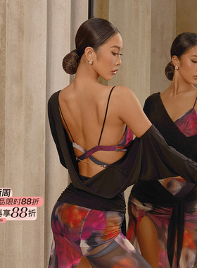 ZYM【千禧复兴】上衣两件套罩衫小吊带拉丁舞蹈练功服女成人25063