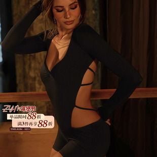 ZYM【Lykke】上衣方领连体拉丁舞日常练功服女沙漏裁剪显瘦25090