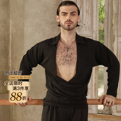 ZYM【Space】上衣翻领男士收腰版型秋冬拉丁舞练功服扣子可解N034