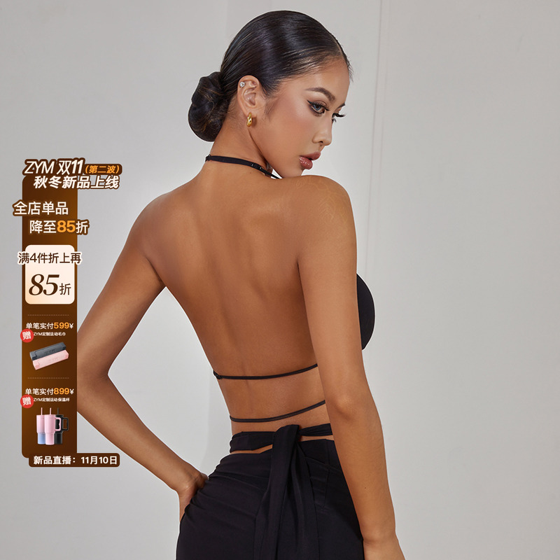 ZYM【同步心跳】上衣挂脖内衣美背可外穿内搭拉丁舞服成人女2423