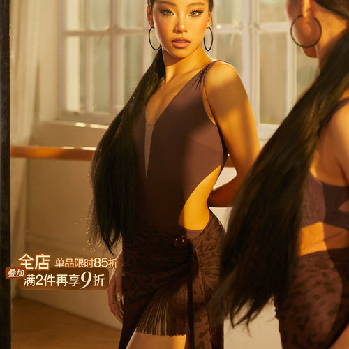 ZYM【Good 豹ning】半裙不规则拉丁舞练功服女假围裹设计26027