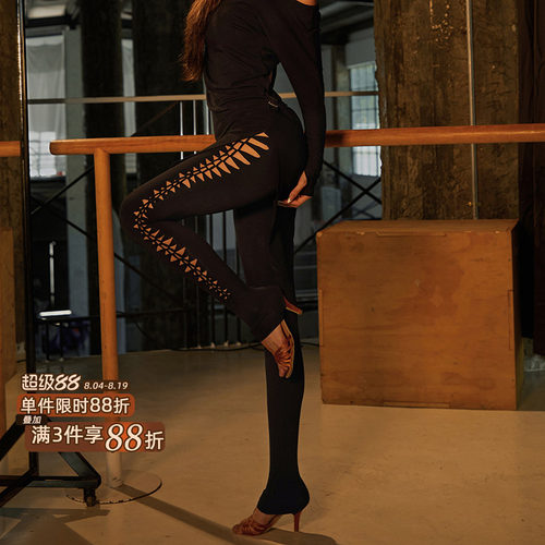 ZYM【循环 Weave】裤子高腰女生拉丁舞练功服编织镂空设计25088